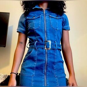 Missguided Denim Zipper Dress